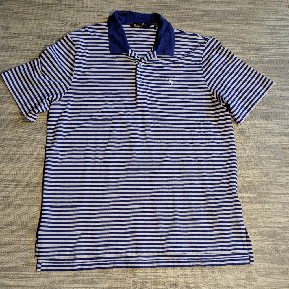 Men’s Ralph Lauren Golf, Short Sleeve Polo, Blue & White Striped, Summer, Sz XL - Picture 8 of 16